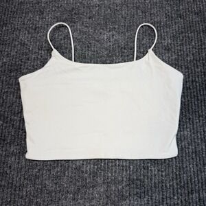 Garage White Cropped Cami Tank Top Spaghetti Straps Scoop Neck XS Minimal Basic